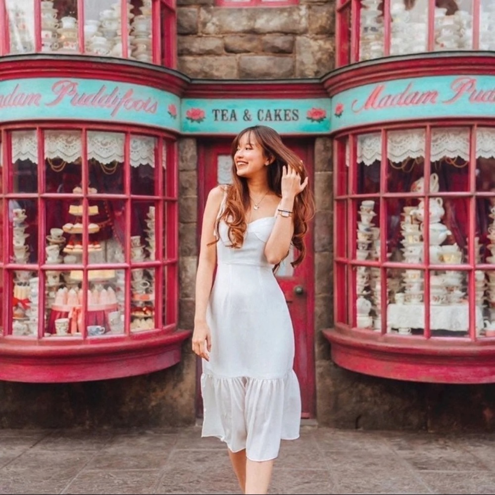 white midi dress